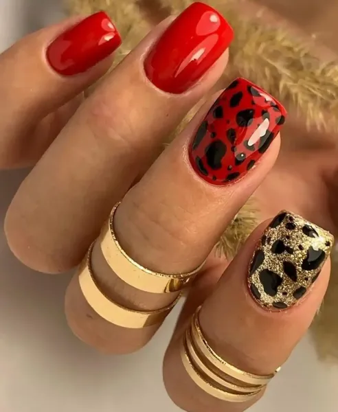  طرح ناخن پلنگی قرمز