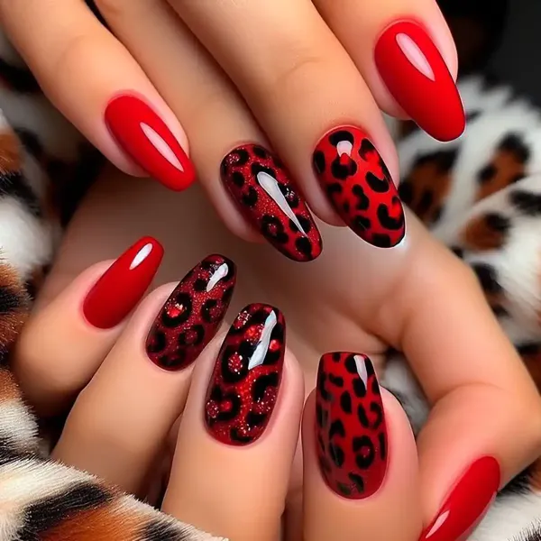  طرح ناخن پلنگی قرمز