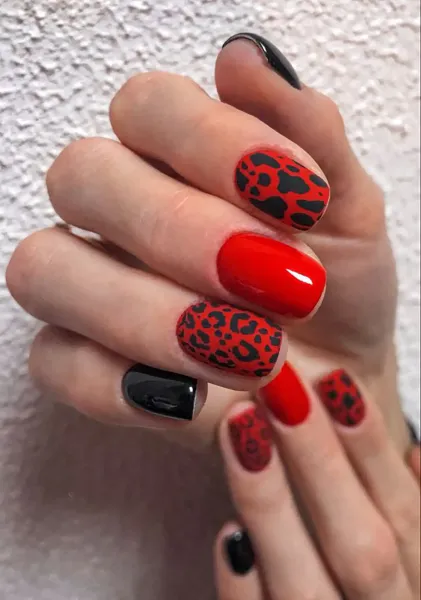  طرح ناخن پلنگی قرمز