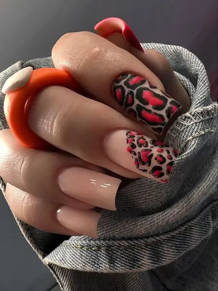  طرح ناخن پلنگی قرمز