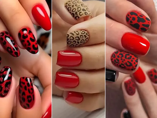  طرح ناخن پلنگی قرمز