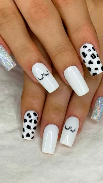  طرح ناخن پلنگی سفید مشکی