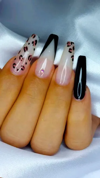  طرح ناخن پلنگی سفید مشکی