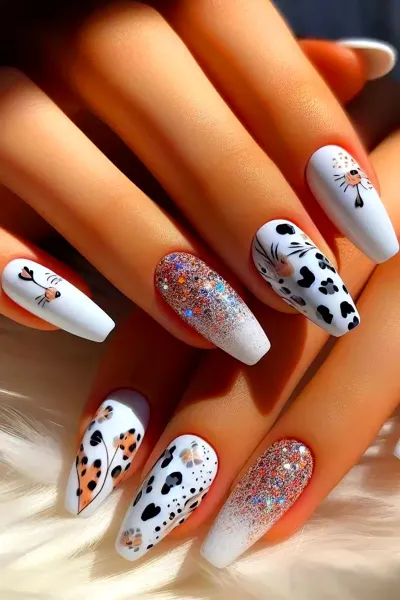  طرح ناخن پلنگی سفید مشکی