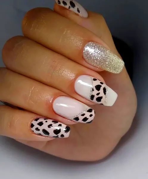  طرح ناخن پلنگی سفید مشکی