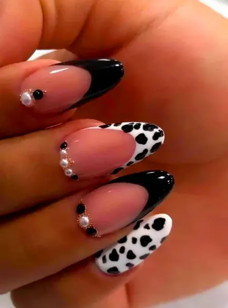  طرح ناخن پلنگی سفید مشکی