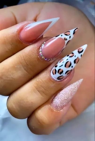  طرح ناخن پلنگی سفید مشکی