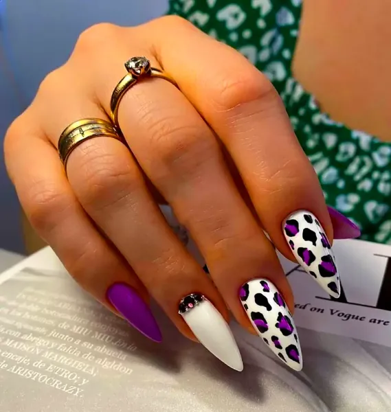  طرح ناخن پلنگی سفید مشکی