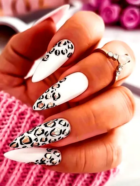  طرح ناخن پلنگی سفید مشکی