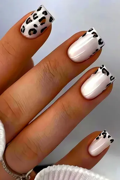  طرح ناخن پلنگی سفید مشکی