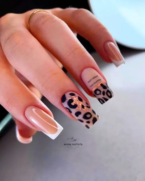  طرح ناخن پلنگی سفید مشکی