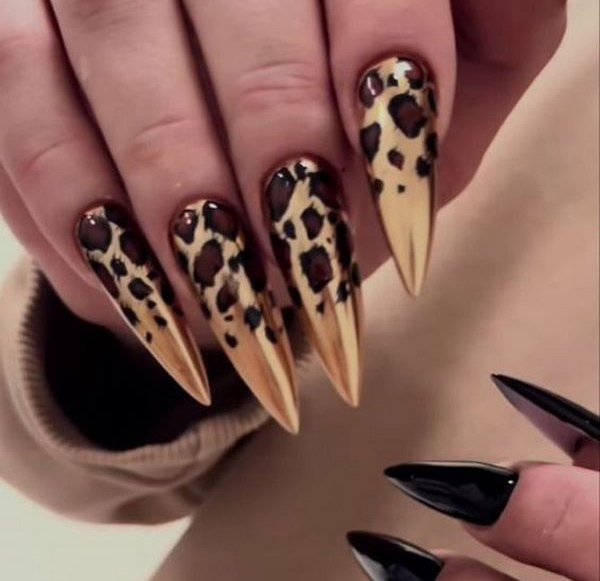 طرح ناخن پلنگی طلایی