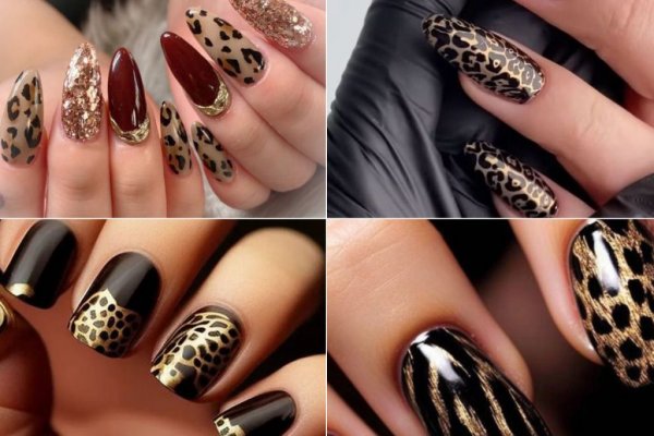  طرح ناخن پلنگی طلایی