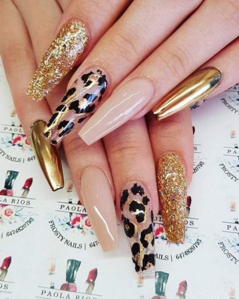  طرح ناخن پلنگی طلایی