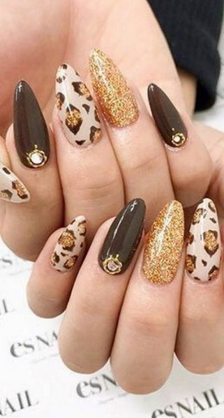  طرح ناخن پلنگی طلایی