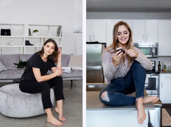  ژست عکاسی دخترانه ایستاده در خانه