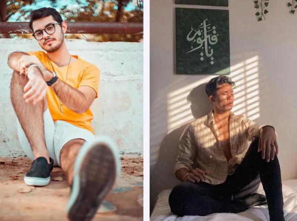  ژست عکاسی دخترانه ایستاده در خانه