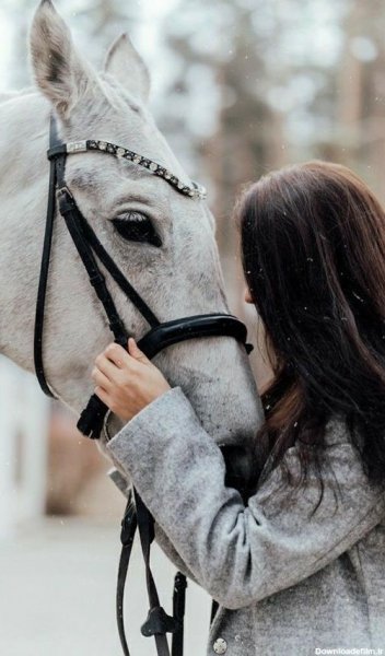 عکس دختر با اسب مشکی