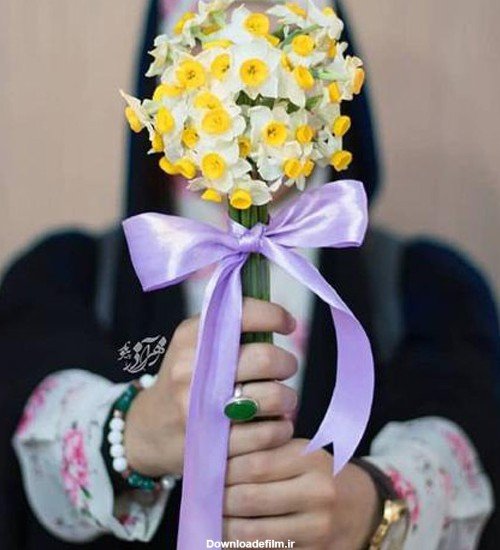  عکس دختر با گل نرگس برای پروفایل