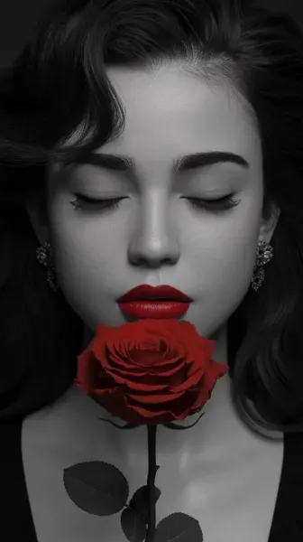  عکس دختر با گل رز قرمز