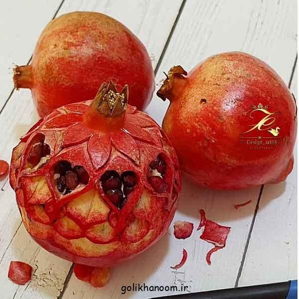  تزیین انار با پوست