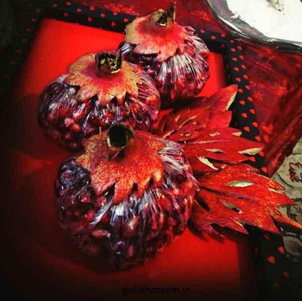  تزیین انار با پوست