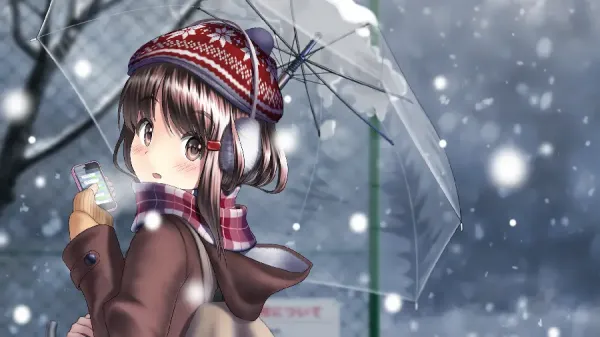  عکس برفی دخترانه با چتر