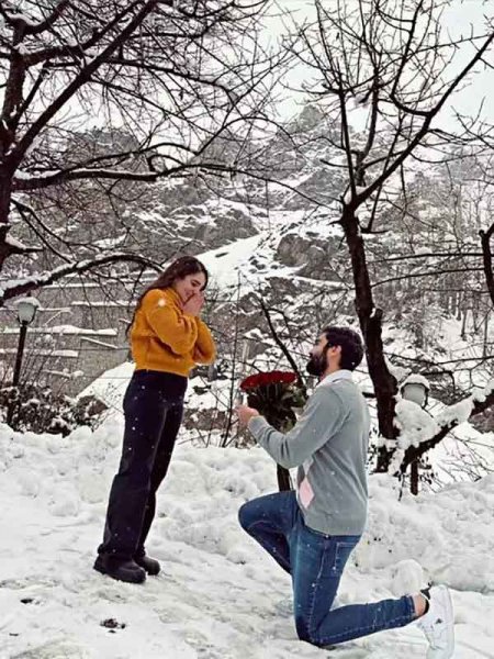 عکس عاشقانه برفی دو نفره