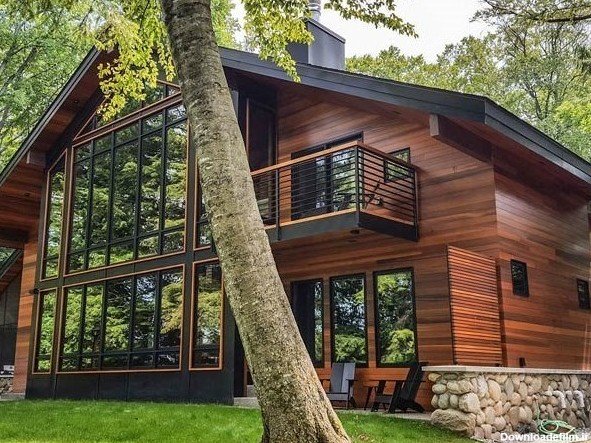  عکس کلبه چوبی در پاییز