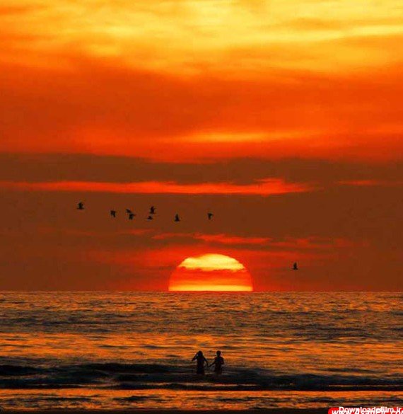  عکس زیبا و دلنشین از غروب آفتاب دریا