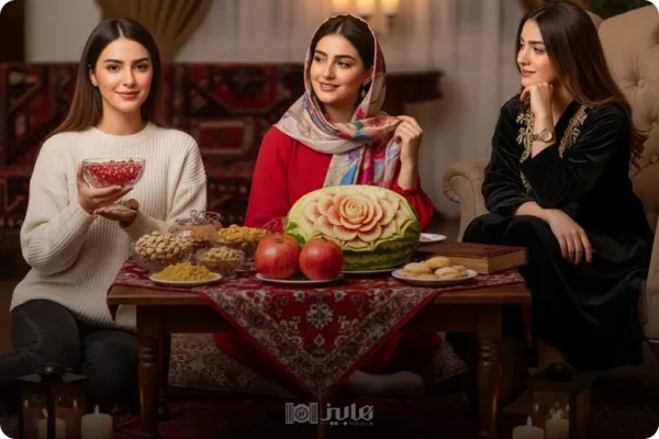  ژست دخترانه یلدایی با انار