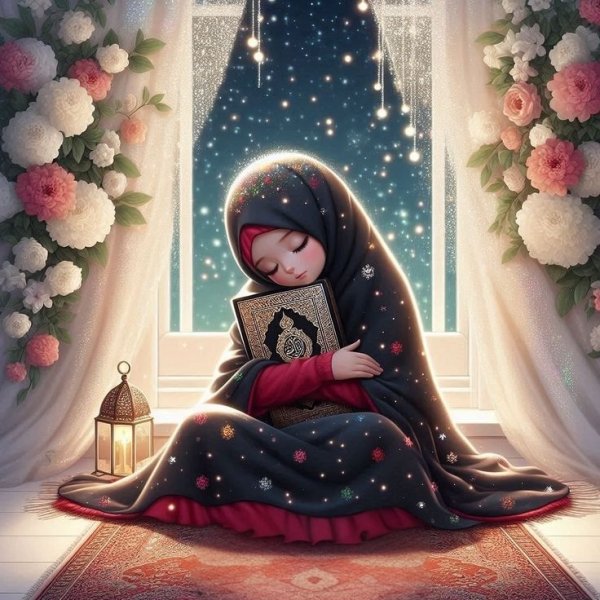  عکس قران در دست دختر کارتونی