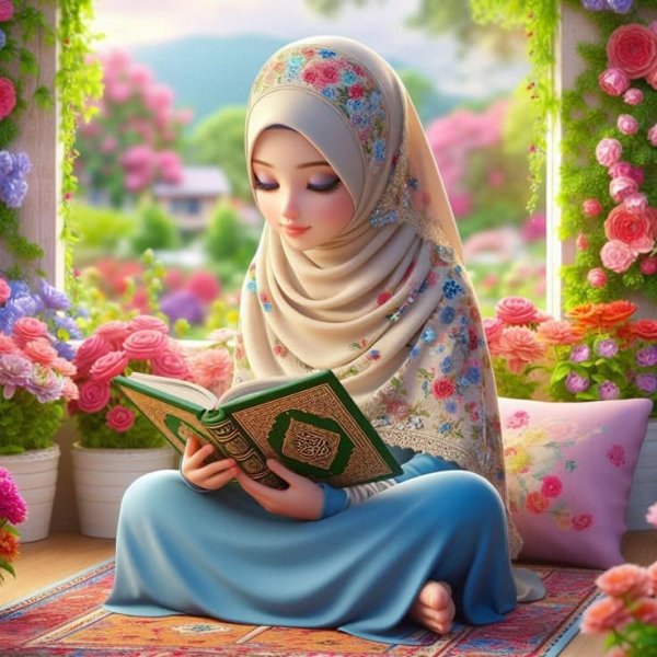  عکس قران در دست دختر کارتونی