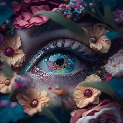  عکس چشم رنگی زیبا در بین گل ها