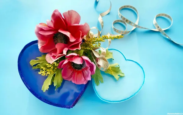  عکس تصویر زمینه گل و قلب
