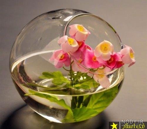  تصویر زمینه گل با گلدان شیشه ای