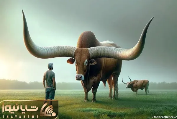 عکس گاو وحشی شاخ دار