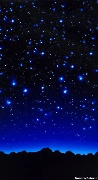 نقاشی شب پر ستاره کودکانه