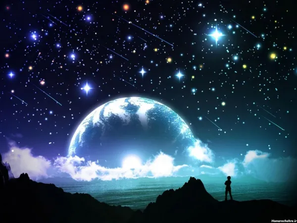 نقاشی شب پر ستاره کودکانه