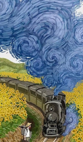 نقاشی شب پر ستاره با کیفیت بالا