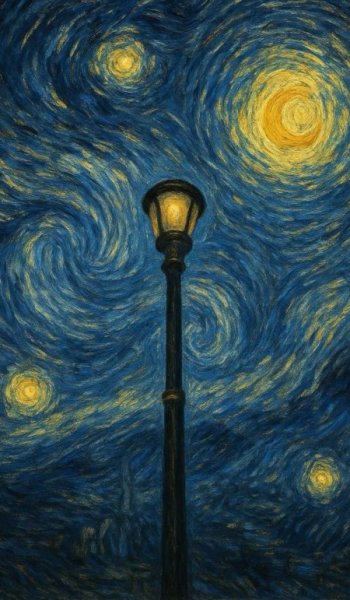 نقاشی شب پر ستاره با کیفیت بالا