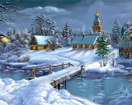  عکس سه بعدی زیبا از کلبه ای در طبیعت