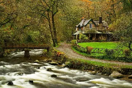  عکس سه بعدی زیبا از کلبه ای در طبیعت