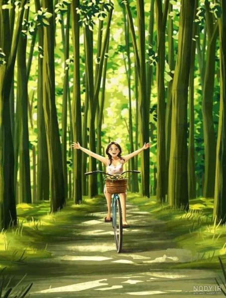  والپیپر زن تنها و غمگین در جنگل