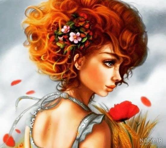  عکس دختر مو قرمز کارتونی