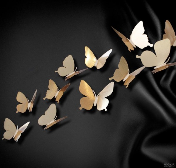  عکس پروانه مشکی طلایی برای تلگرام