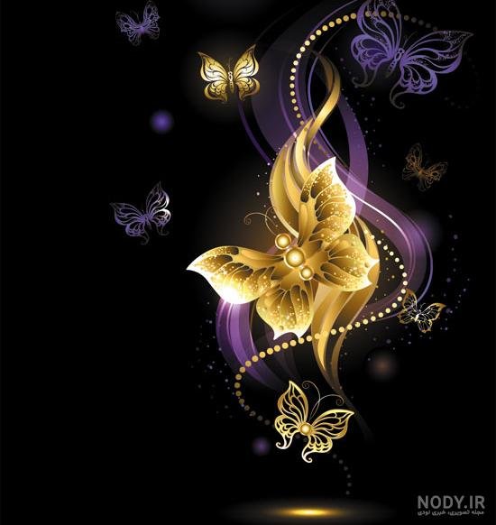  عکس پروانه مشکی طلایی برای تلگرام