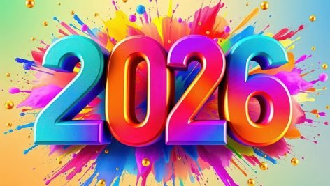  تصویر زمینه فانتزی تبریک سال 2026 با طرح شاد