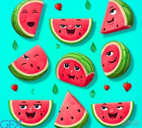  عکس هندوانه قاچ شده کارتونی