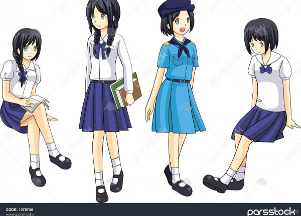  عکس دختر انیمه ای با لباس مدرسه